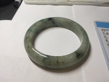 Load image into Gallery viewer, 58mm certified Type A 100% Natural light green gray chubby Jadeite Jade bangle BS117-6632