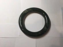 Load image into Gallery viewer, 59mm certified 100% Natural dark green/gray/black (nebula dust) chubby round cut nephrite Jade bangle HN126-0205