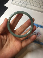 Load image into Gallery viewer, 55.3mm Certified Type A 100% Natural deep sea dark green/blue/gray/black slim round cut Guatemala Jadeite bangle AU73-3812