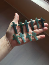 Load image into Gallery viewer, 100% Natural type A dark green/blue/black/gray Guatemala jadeite Jade Hand-held cross or cross pendant group PE14
