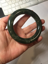 Load image into Gallery viewer, 59mm certified 100% Natural dark green/gray/black (nebula dust) chubby round cut nephrite Jade bangle HN126-0205