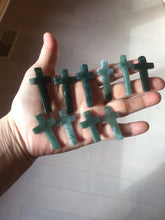 Load image into Gallery viewer, 100% Natural type A dark green/blue/black/gray Guatemala jadeite Jade Hand-held cross or cross pendant group PE14