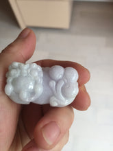 Load image into Gallery viewer, 43mm 100% natural type A light purple green white jadeite jade 3D PiXiu(貔貅) pendant/desk decor BP95