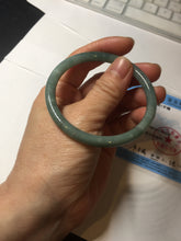 Load image into Gallery viewer, 55.3mm Certified Type A 100% Natural deep sea dark green/blue/gray/black slim round cut Guatemala Jadeite bangle AU73-3812