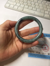 Load image into Gallery viewer, 55mm Certified Type A 100% Natural dark green/gray round cut Jadeite bangle PA227-2426