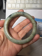 Load image into Gallery viewer, 58mm certified Type A 100% Natural light green gray chubby Jadeite Jade bangle BS117-6632
