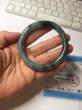 Load image into Gallery viewer, 55mm Certified Type A 100% Natural dark green/gray round cut Jadeite bangle PA227-2426