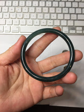 Load image into Gallery viewer, 56mm Type A 100% Natural dark green/blue/gray/black Guatemala slim round cut Jadeite bangle PJ120