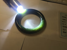 Load image into Gallery viewer, 59mm certified 100% Natural dark green/gray/black (nebula dust) chubby round cut nephrite Jade bangle HN126-0205