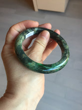 Load image into Gallery viewer, 59mm certificated Type A 100% Natural dark green/brown/black Jadeite Jade bangle AA103-9776