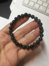 Load image into Gallery viewer, 6.8mm size 50-55mm 100% natural type A icy watery dark green/blue/gray jadeite jade beads bracelet PB80