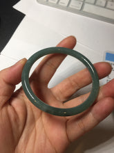 Load image into Gallery viewer, 55mm Certified Type A 100% Natural deep sea dark green/blue/gray/black slim round cut Guatemala Jadeite bangle AU74-3803