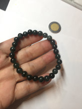 Load image into Gallery viewer, 6.8mm size 50-55mm 100% natural type A icy watery dark green/blue/gray jadeite jade beads bracelet PB80