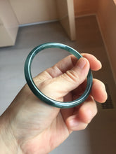 Load image into Gallery viewer, 57.3mm Type A 100% Natural icy black(WuJi 冰乌鸡) blue gray Guatemala Slim Round Cut Jadeite Bangle PJ158-1380