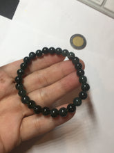 Load image into Gallery viewer, 6.8mm size 50-55mm 100% natural type A icy watery dark green/blue/gray jadeite jade beads bracelet PB80