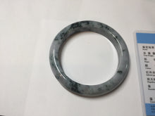 Load image into Gallery viewer, 60mm Certified Type A 100% Natural dark green/purple/gray Snowy Pine Mountain Jadeite Jade bangle PE113-1218