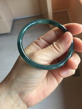Load image into Gallery viewer, 57.3mm Type A 100% Natural icy black(WuJi 冰乌鸡) blue gray Guatemala Slim Round Cut Jadeite Bangle PJ158-1380