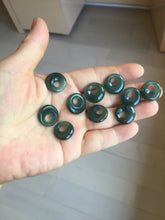 Load image into Gallery viewer, 100% natural Type A dark green blue gray Guatemala jadeite safety Guardian ring pendant PD12