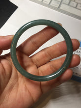 Load image into Gallery viewer, 55mm Certified Type A 100% Natural deep sea dark green/blue/gray/black slim round cut Guatemala Jadeite bangle AU74-3803