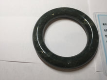Load image into Gallery viewer, 59mm certified 100% Natural dark green/gray/black (nebula dust) chubby round cut nephrite Jade bangle HN128-0206