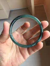 Load image into Gallery viewer, 57.3mm Type A 100% Natural icy black(WuJi 冰乌鸡) blue gray Guatemala Slim Round Cut Jadeite Bangle PJ158-1380