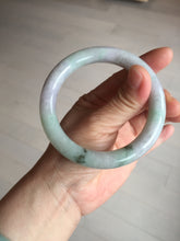 Load image into Gallery viewer, 58.5mm certified type A 100% Natural sunny green/purple round cut Jadeite Jade bangle BM84-0022