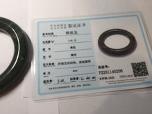 Load image into Gallery viewer, 59mm certified 100% Natural dark green/gray/black (nebula dust) chubby round cut nephrite Jade bangle HN128-0206