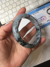 Load image into Gallery viewer, 60mm Certified Type A 100% Natural dark green/purple/gray Snowy Pine Mountain Jadeite Jade bangle PE113-1218