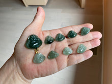 Load image into Gallery viewer, 100% Natural type A icy watery dark green(老油青) happy Buddha jadeite pendant BP178