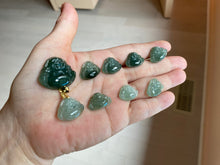 Load image into Gallery viewer, 100% Natural type A icy watery dark green(老油青) happy Buddha jadeite pendant BP178
