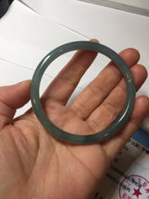 Load image into Gallery viewer, 59.2mm Certified Type A 100% Natural icy watery deep sea dark green/purple/blue/gray/black slim round cut Guatemala Jadeite bangle AU75-3792