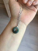 Load image into Gallery viewer, 100% natural Type A dark green blue gray Guatemala jadeite safety Guardian ring pendant PD12