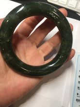 Load image into Gallery viewer, 59mm certified 100% Natural dark green/gray/black (nebula dust) chubby round cut nephrite Jade bangle HN128-0206