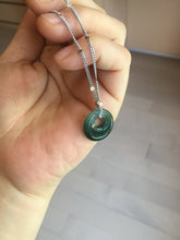 Load image into Gallery viewer, 100% natural Type A dark green blue gray Guatemala jadeite safety Guardian ring pendant PD12