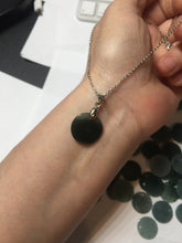 Load image into Gallery viewer, 100% Natural type A dark blue/green/gray round Guatemala Jadeite Jade safe and sound pendant group BF155