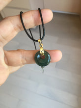 Load image into Gallery viewer, 100% natural Type A dark green blue gray Guatemala jadeite safety Guardian ring pendant PD12
