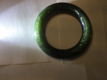 Load image into Gallery viewer, 59mm certified 100% Natural dark green/gray/black (nebula dust) chubby round cut nephrite Jade bangle HN128-0206