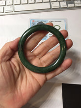 Load image into Gallery viewer, 54.9mm certified 100% Natural dark green/black nephrite (碧玉) bangle HT168-1-3845