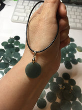 Load image into Gallery viewer, 100% Natural type A dark blue/green/gray round Guatemala Jadeite Jade safe and sound pendant group BF155