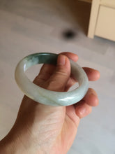 Load image into Gallery viewer, 59.2mm certified type A 100% Natural watery dark green/black/white Jadeite jade bangle BF22-0395