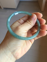 Load image into Gallery viewer, 60.5mm Certified Type A 100% Natural icy watery deep sea dark green/blue/gray/black snowly Guatemala slim round cut Jadeite bangle PB145-8150