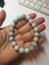 Load image into Gallery viewer, 10.5mm size 52-60mm 100% natural type A white green purple jadeite jade beads bracelet PB83