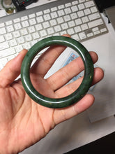 Load image into Gallery viewer, 54.9mm certified 100% Natural dark green/black nephrite (碧玉) bangle HT168-2-3910