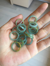 Load image into Gallery viewer, 13.3mm size 2 100% natural type A icy watery green/blue/yellow Guatemala square style jadeite jade pinky finger band ring/pendant group BS118