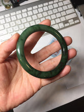 Load image into Gallery viewer, 54.9mm certified 100% Natural dark green/black nephrite (碧玉) bangle HT168-2-3910