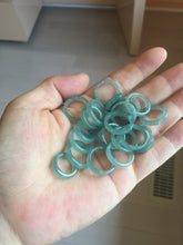 Load image into Gallery viewer, 13.3mm size 2 100% natural type A icy watery green/blue Guatemala square style jadeite jade pinky finger band ring/pendant group BS124