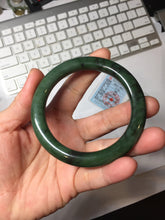 Load image into Gallery viewer, 54.9mm certified 100% Natural dark green/black nephrite (碧玉) bangle HT168-2-3910