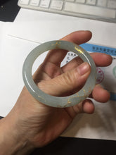 Load image into Gallery viewer, 53.7mm 100% Natural type A icy watery light green carved and golden-painted round cut Jadeite Jade bangle Pb212-2404