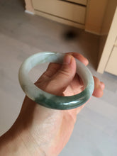 Load image into Gallery viewer, 59.2mm certified type A 100% Natural watery dark green/black/white Jadeite jade bangle BF22-0395