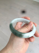 Load image into Gallery viewer, 59.2mm certified type A 100% Natural watery dark green/black/white Jadeite jade bangle BF22-0395